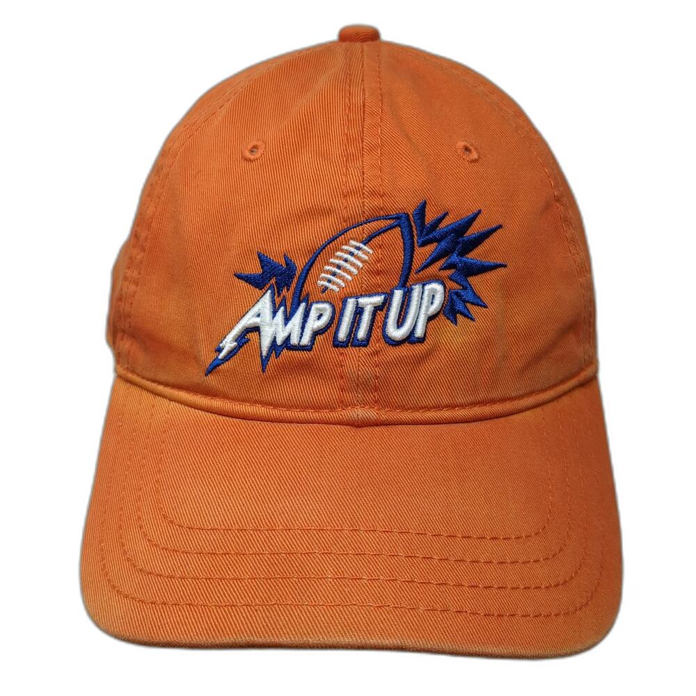 Tommy Hilfiger Orange Baseball Cap OSFM Amp It Up Football Golf Strapback Hat